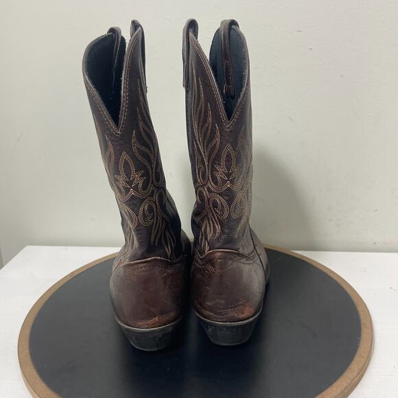 Laredo‎ Cowboy Boots Women 6.5 M Brown Leather Vamp Faux Shaft Western Style - Picture 8 of 11